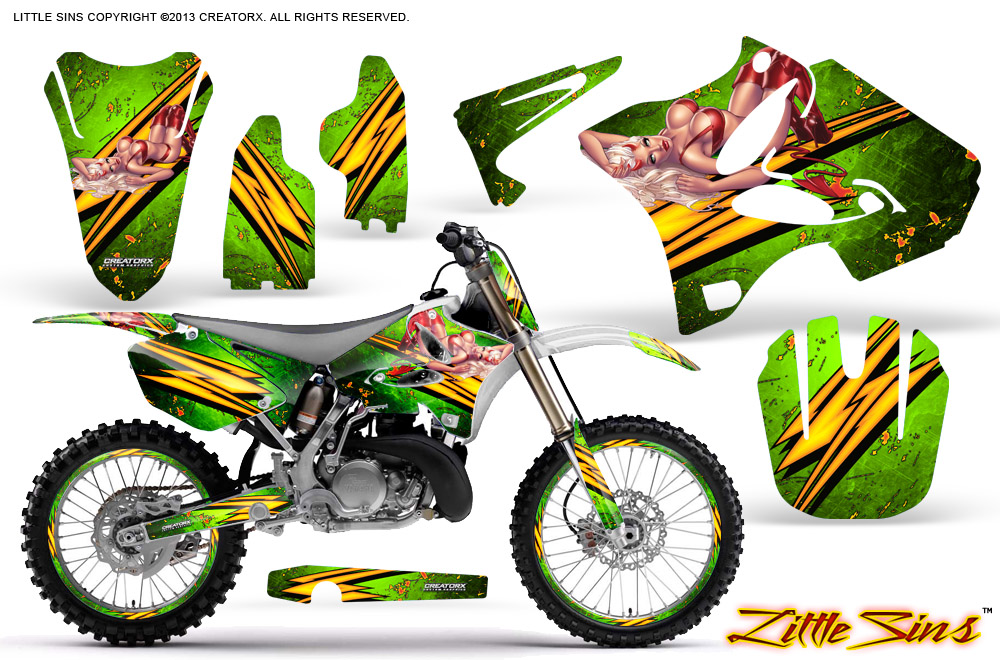 Yamaha YZ125-YZ250 02-12 Graphics Kit Little Sins Green NP Rims